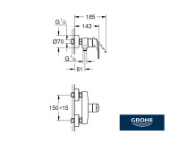 MEDIDAS MONOMANDO DUCHA EUROSMART GROHE